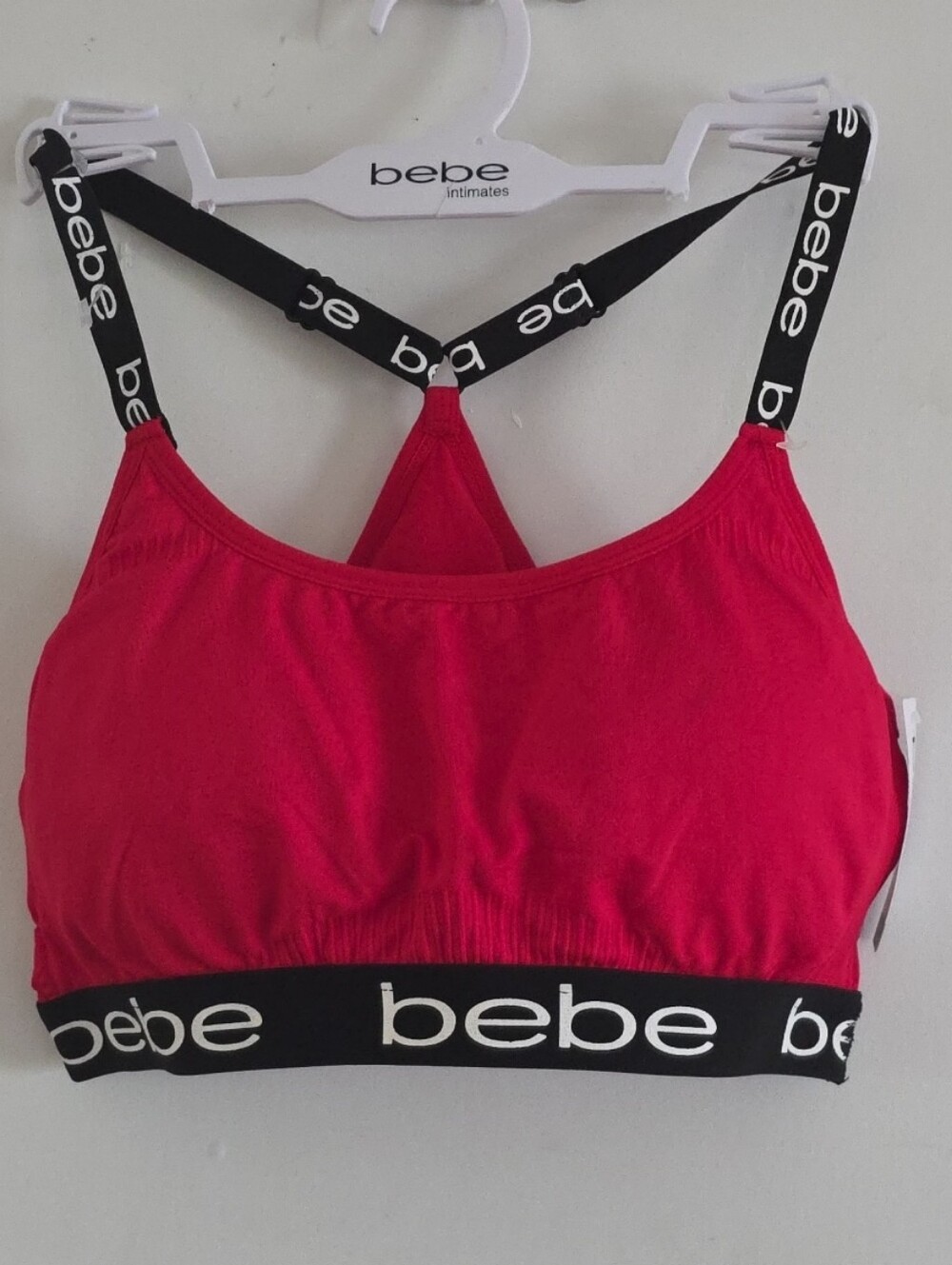 bebe Intimates Red Logo Elastic Padded Racerback Seamless Sports Bra 2X NWT